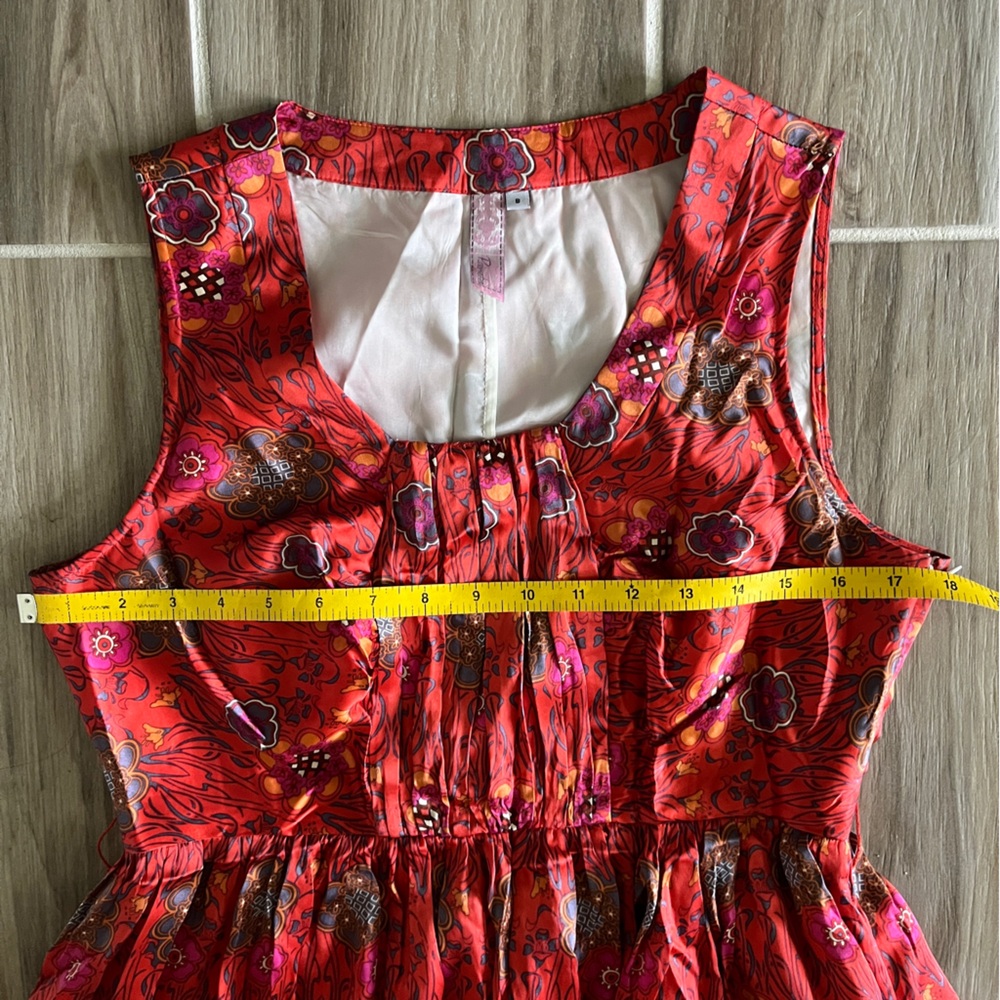 RARE Parameter Anthropologie | Floral 100% Silk Floral Sleeveless Dress | Size 8 - Picture 3 of 11